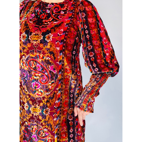 ANTHROPOLOGY Womens Dress Velvet Mini Cocktail Dress Size 4 Burgundy Red Orange - Picture 11 of 15